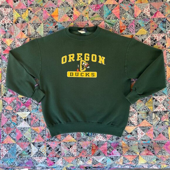 Vintage Jansport Oregon Ducks Sweatshirt Mens Medium Pullover Disney Donald Duck - Picture 1 of 8